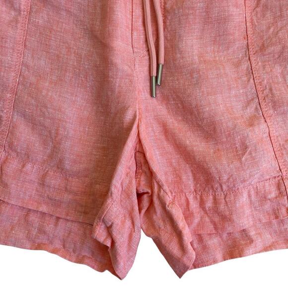 Athleta Sz 12 100% Linen Retreat Shorts 4” In Peach Pull-on Pockets Comfortable - Picture 11 of 16